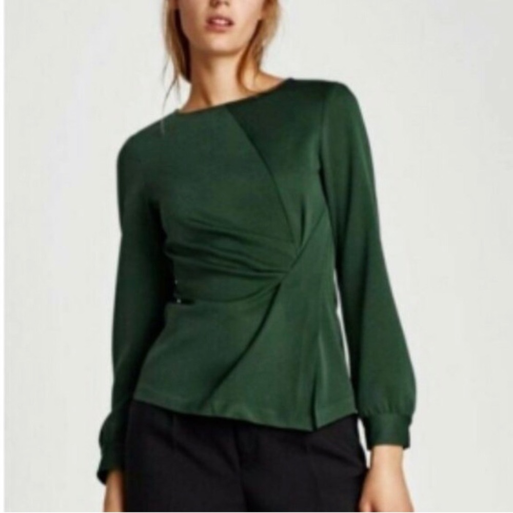 NWOT Zara Elegant Green Women's Long Sleeves Top